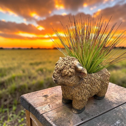 Highland Cow Planter – Rustic Animal Plant Pot | Sign of the times Stoke