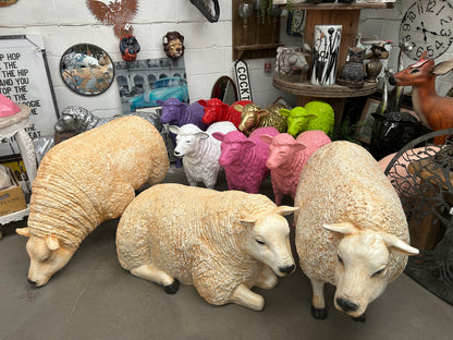 Large Lying Sheep Sculpture – Realistic Resin Indoor & Outdoor Decor | Sign of the times Stoke