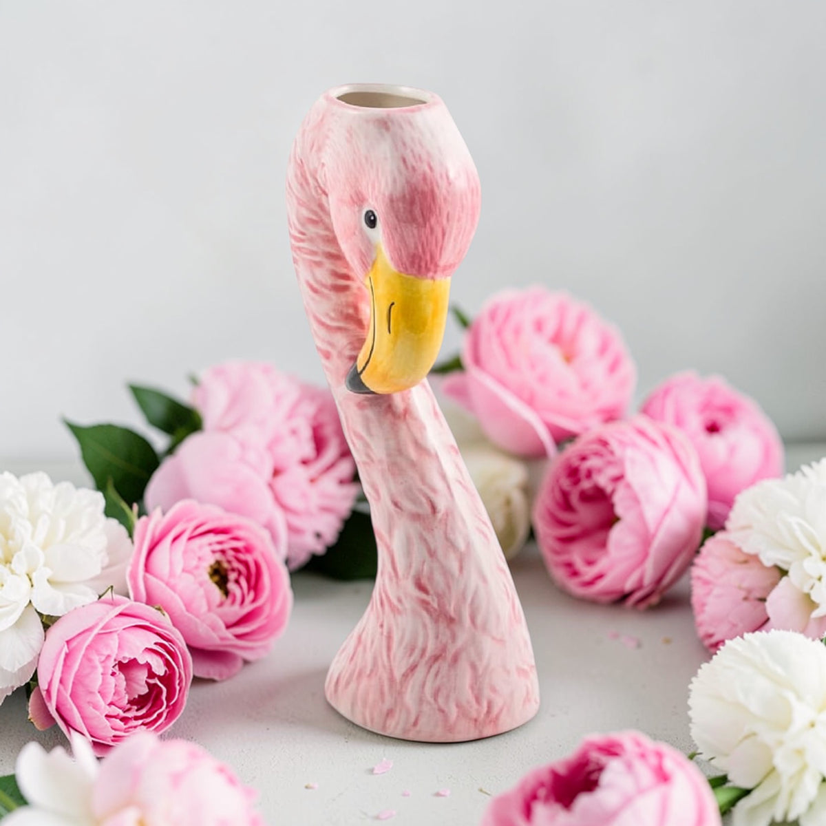 Small Ceramic Pink Flamingo Head Vase – Quirky Tropical Décor | Sign of the times Stoke