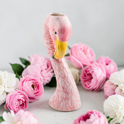 Small Ceramic Pink Flamingo Head Vase – Quirky Tropical Décor | Sign of the times Stoke