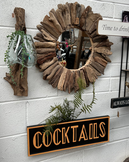 Elegant "Cocktails" Sign | Black & Gold Bar Wall Art | Sign of the times Stoke