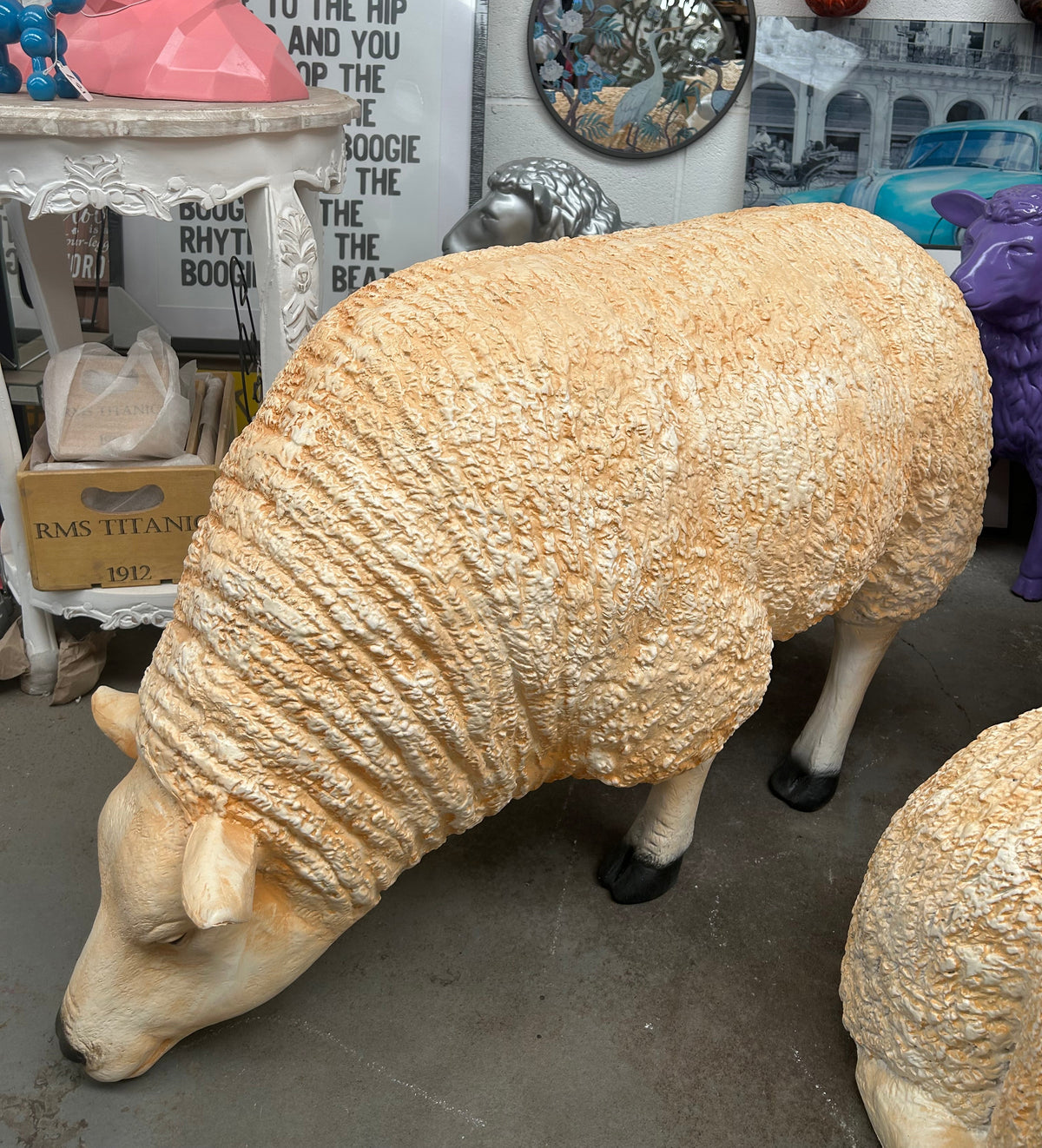 Life-Size Resin Sheep Sculpture – Realistic Indoor & Outdoor Farmhouse Decor | Sign of the times Stoke
