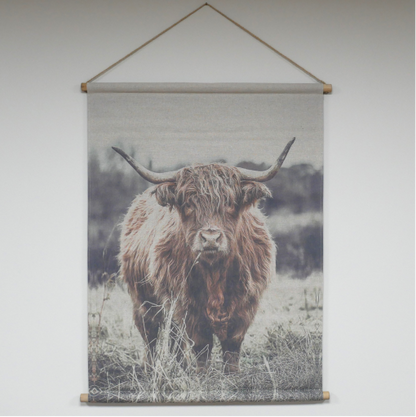 Highland Cow Canvas Wall Art - Rustic Farmhouse Hanging Décor | Sign of the times Stoke