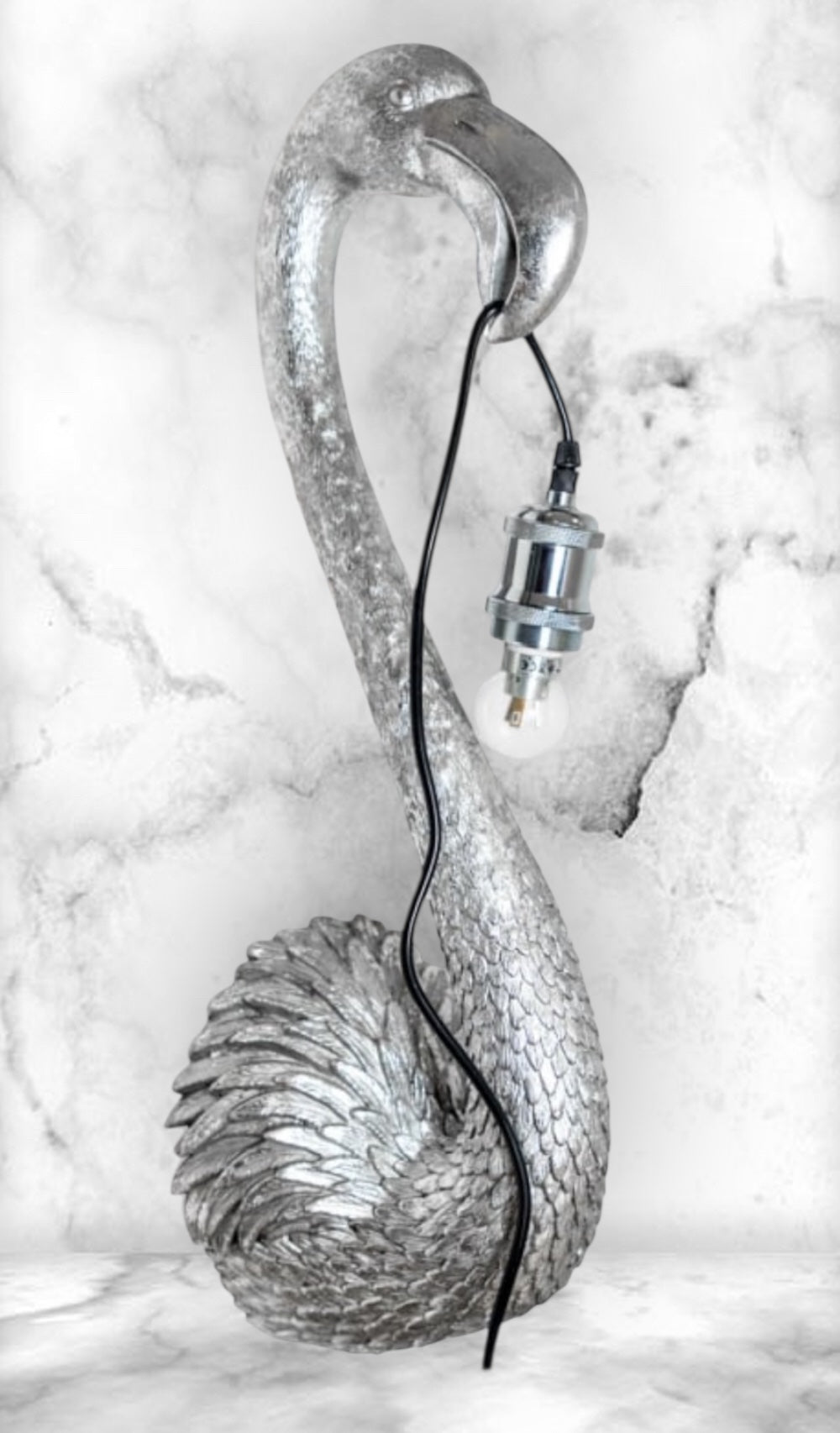 Silver Flamingo Head Wall Lamp - Elegant and Unique Wall Decor | Sign of the times Stoke
