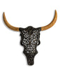 Distressed Black & Wood Tribal Bison Wall Head – Bold Boho Animal Wall Art | Sign of the times Stoke