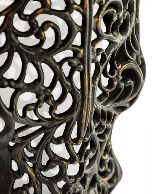 Distressed Black & Wood Tribal Bison Wall Head – Bold Boho Animal Wall Art | Sign of the times Stoke