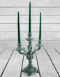 Light Grey/Blue Flock Ornate Candelabra – Luxe Velvet-Look Candle Holder | Sign of the times Stoke