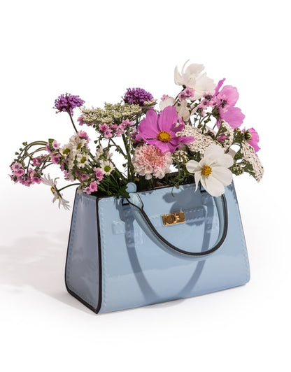 Light Blue Ceramic Handbag Vase – Chic Modern Decorative Vase | Sign of the times Stoke