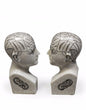 Antiqued ceramic phrenology head bookends/ornaments | Sign of the times Stoke