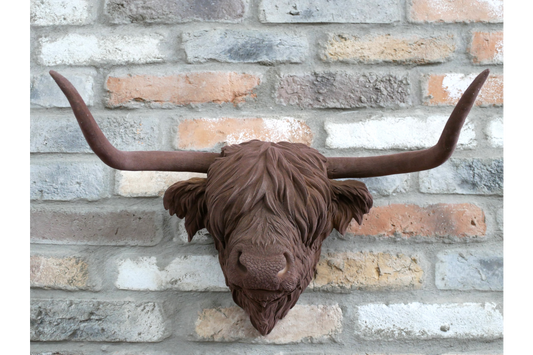 Brown Flock Cow Head Wall Mount | Textured Animal Wall Art | Sign of the times Stoke