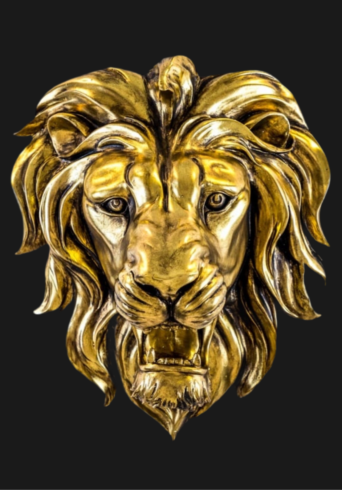 Gold Lion Wall Mount - Regal Golden Lion Head Decoration | Sign of the times Stoke