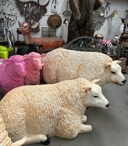 Large Lying Sheep Sculpture – Realistic Resin Indoor & Outdoor Decor | Sign of the times Stoke