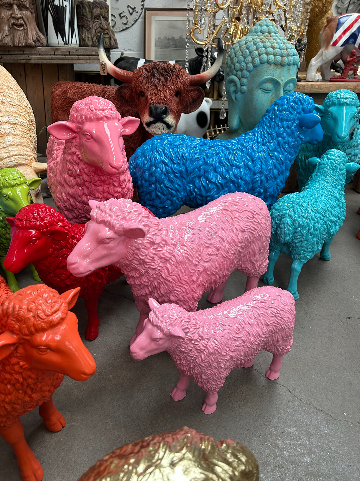 Medium Bright Pink Sheep Figure – Colourful Decorative Animal Ornament | Sign of the times Stoke