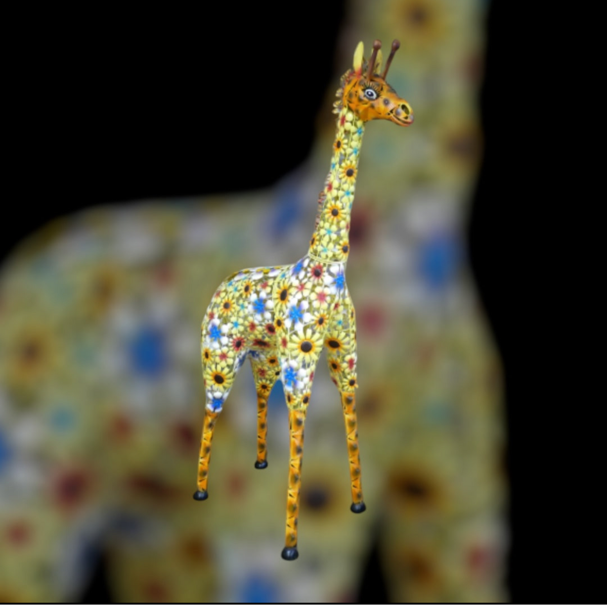 Flowered Metal Giraffe Sculpture - Large Outdoor Garden Décor | Sign of the times Stoke