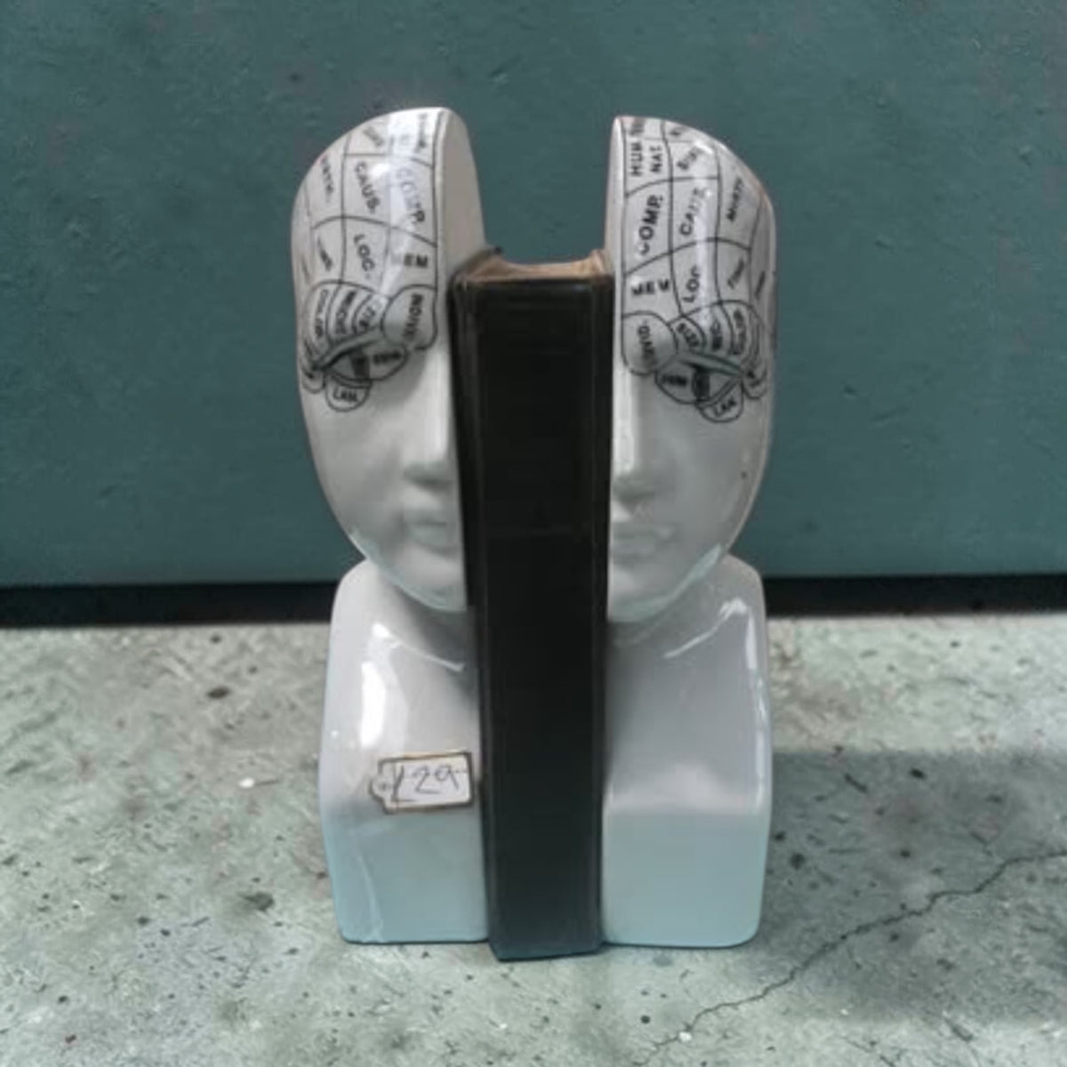 Antiqued ceramic phrenology head bookends/ornaments | Sign of the times Stoke