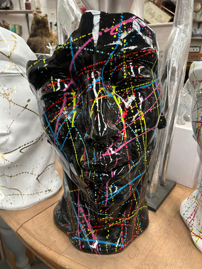 Black Splash Face Sculpture – Modern Artistic Head Statue | Sign of the times Stoke