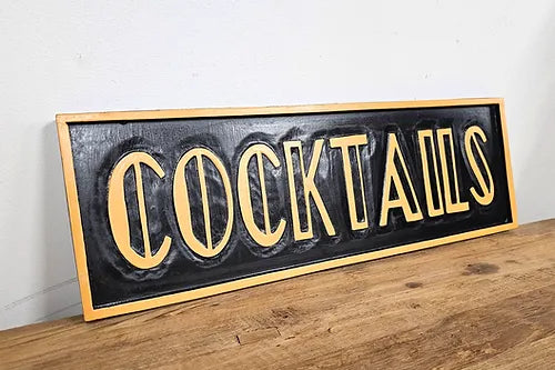 Elegant "Cocktails" Sign | Black & Gold Bar Wall Art | Sign of the times Stoke