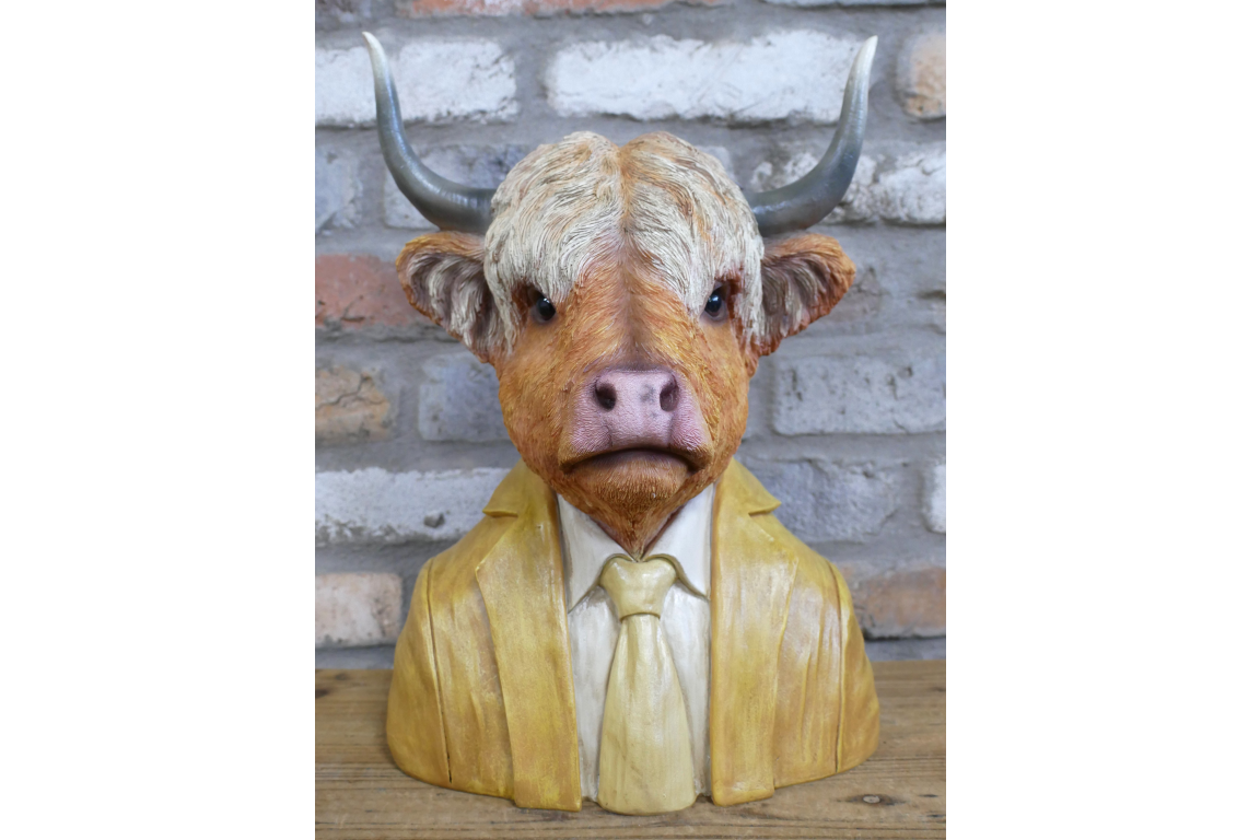 Highland Cow Bust Sculpture – Rustic Farm-Inspired Animal Decor | Sign of the times Stoke