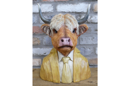 Highland Cow Bust Sculpture – Rustic Farm-Inspired Animal Decor | Sign of the times Stoke