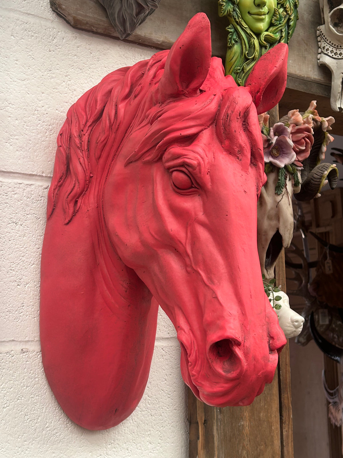Magenta “Pink Pony” Large Horse Wall Head – Bold Statement Wall Décor | Sign of the times Stoke