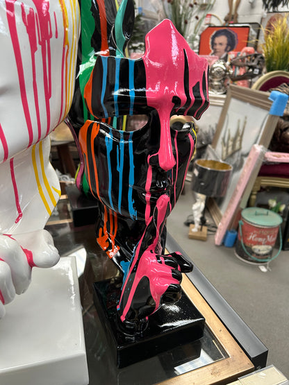 Stunning Black Splash Painted Face Sculpture – Contemporary Artistic Decor | Sign of the times Stoke