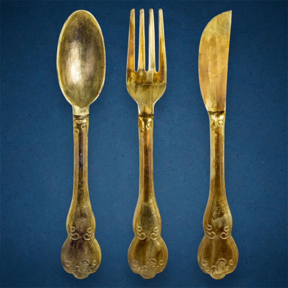Huge Brass Knife, Fork, and Spoon Wall Art Set – Elegant Culinary Wall Decor | Sign of the times Stoke