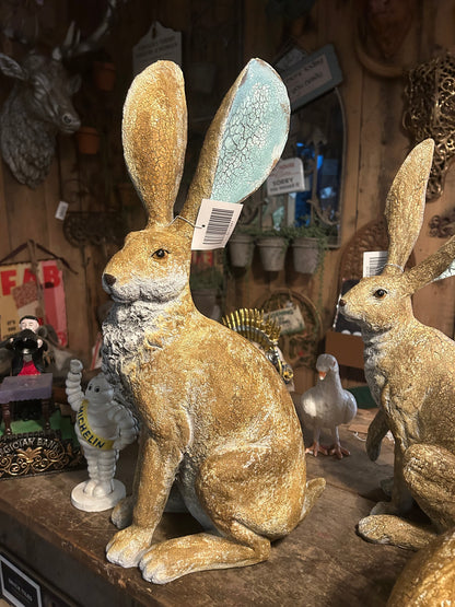 Delightful Hare Ornament – Elegant Resin Animal Sculpture | Sign of the times Stoke