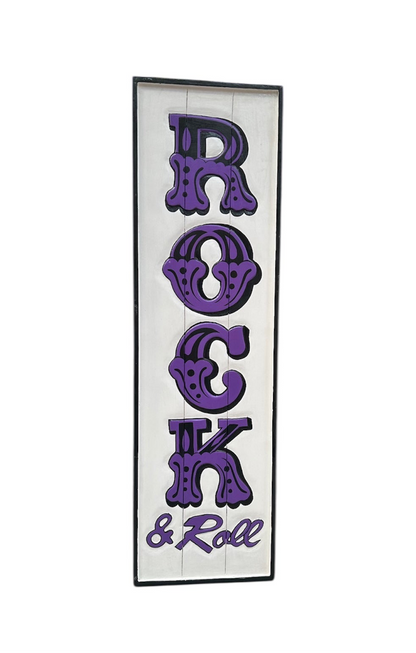 Funky "Rock and Roll" Sign - Hand-Painted MDF Wall Art | Sign of the times Stoke