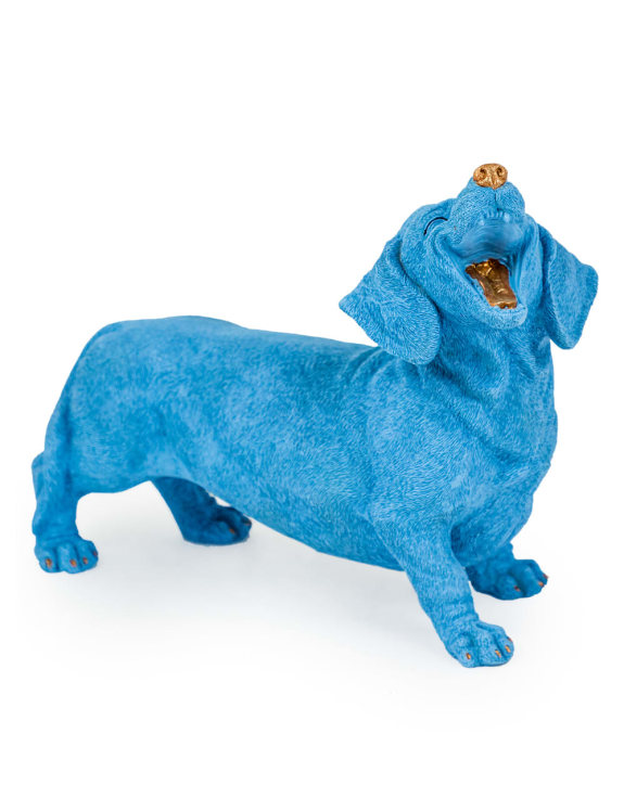Blue Laughing Dachshund Figure – Fun & Quirky Dog Decor | Sign of the times Stoke