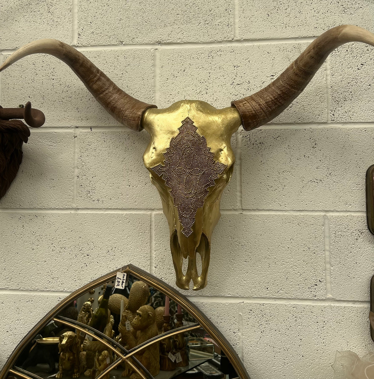 Gold Cow Skull Wall Hanging – Large Statement Wall Décor | Sign of the times Stoke