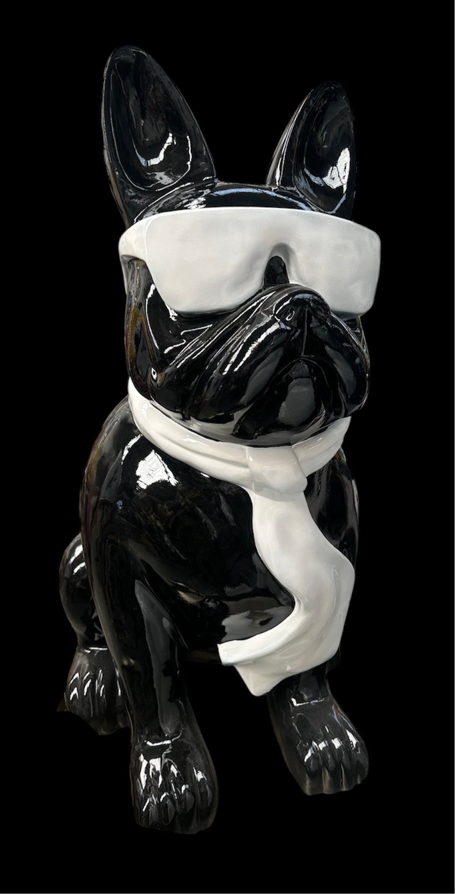Frenchi Sculpture | Bold Black Fiberglass Decor with White Glasses | Sign of the times Stoke