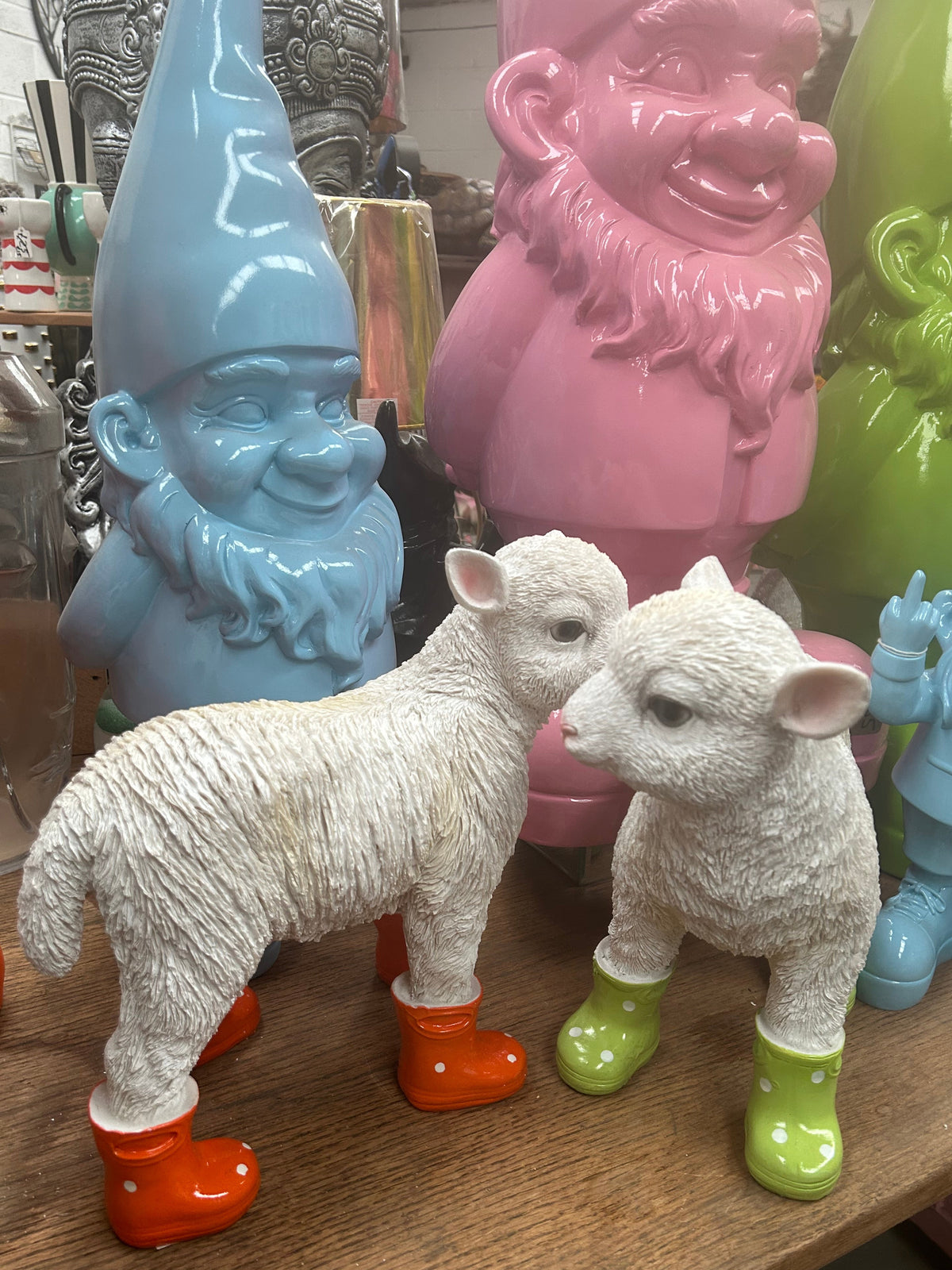 Lamb with Green Wellies – Adorable Resin Farm Animal Ornament | Sign of the times Stoke