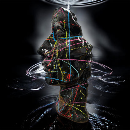 Black Splash Face Sculpture – Modern Artistic Head Statue | Sign of the times Stoke