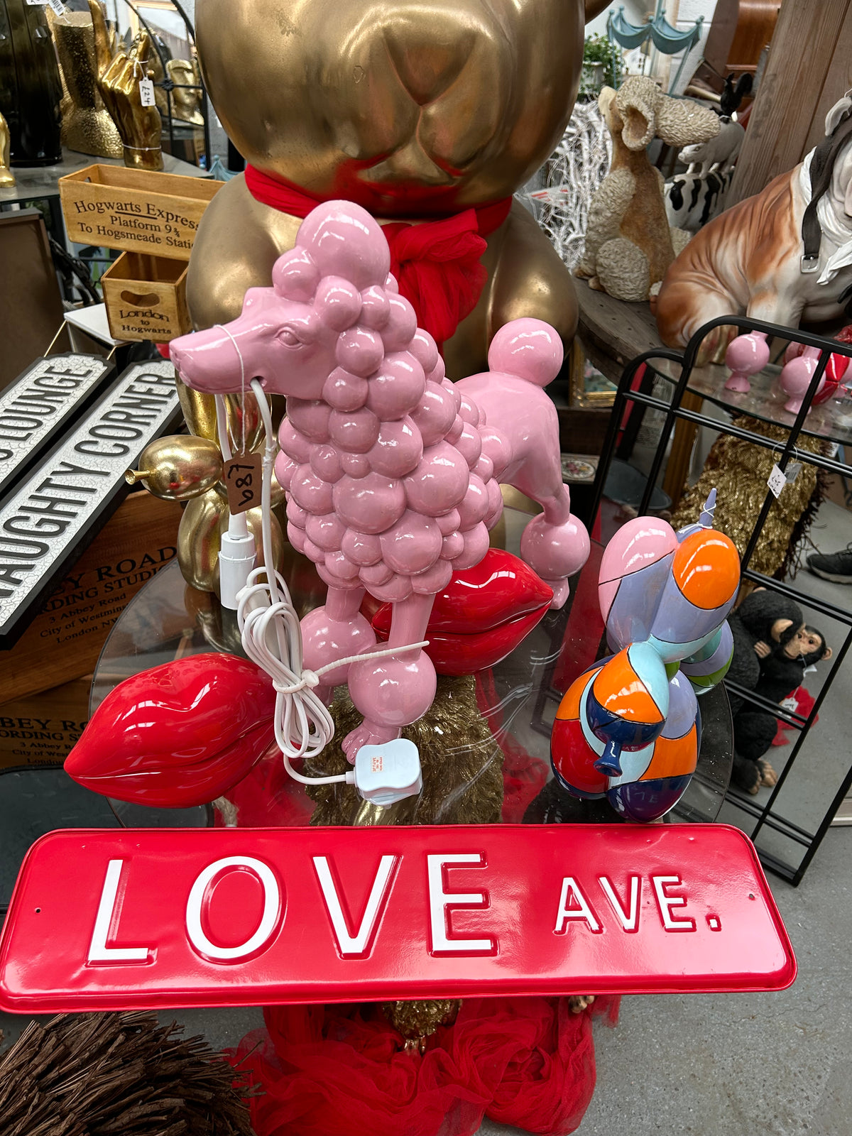 Standing Pink Poodle Lamp - Eye-Catching Resin Lamp | Sign of the times Stoke