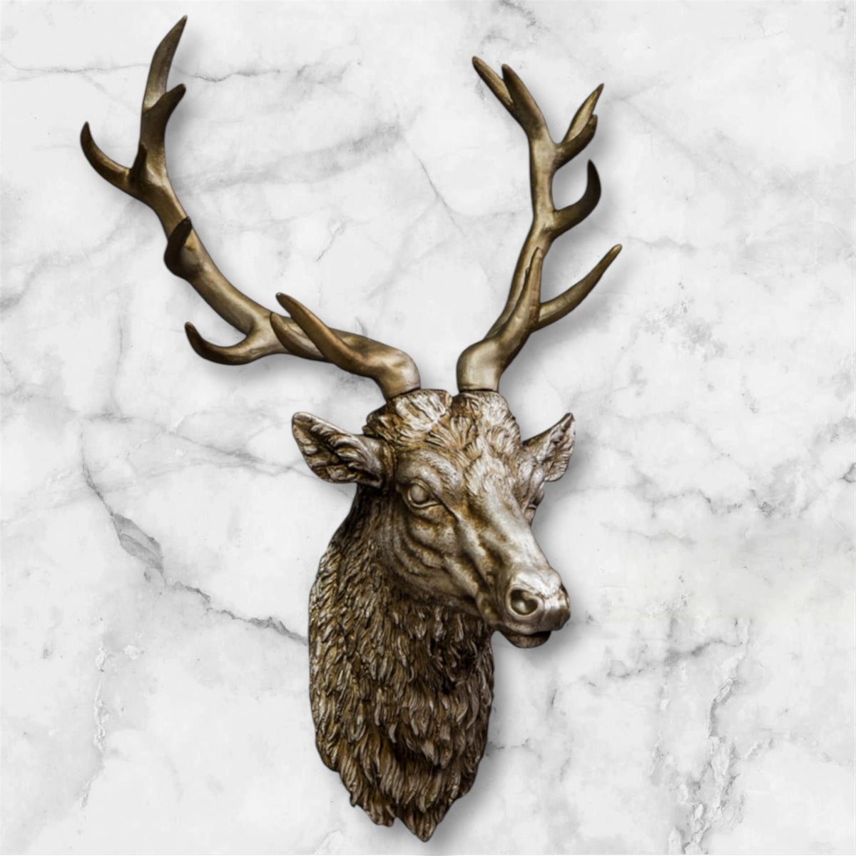 Silver Stag Head Wall Sculpture - Elegant Resin Wall Mount | Sign of the times Stoke