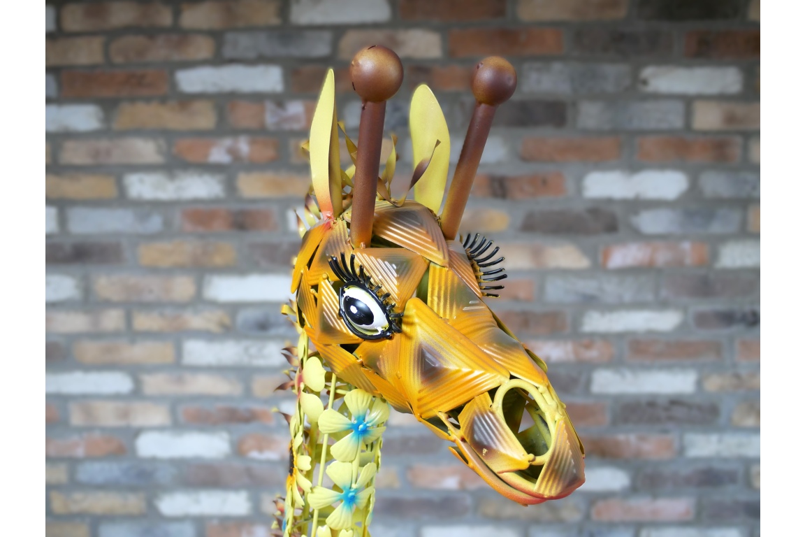 Flowered Metal Giraffe Sculpture - Large Outdoor Garden Décor | Sign of the times Stoke