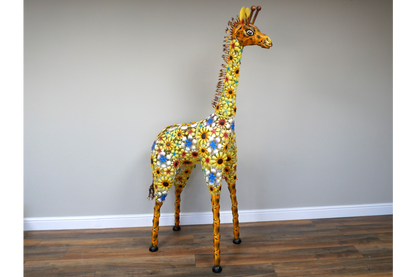 Flowered Metal Giraffe Sculpture - Large Outdoor Garden Décor | Sign of the times Stoke