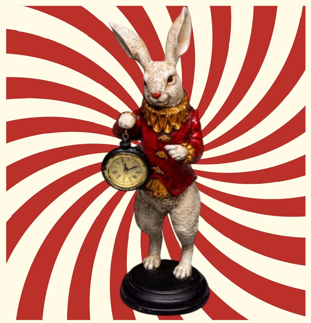 The White Standing Clock Figure with Red Jacket | Sign of the times Stoke