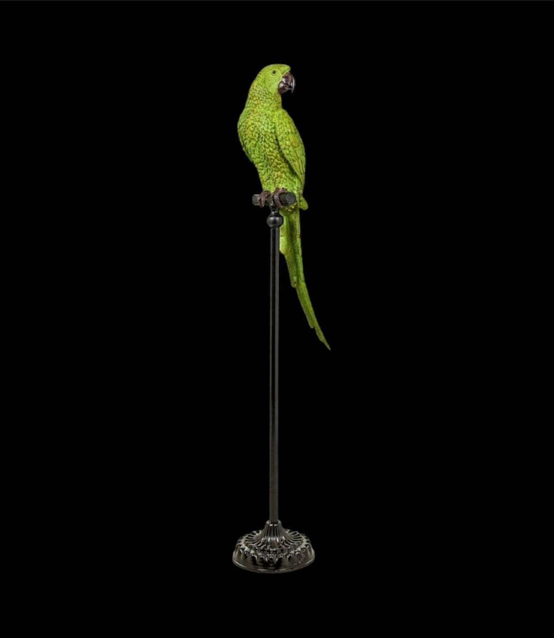 Extra Large Green Parrot on Floor-Standing Perch – Vibrant Tropical Bird Decor | Sign of the times Stoke