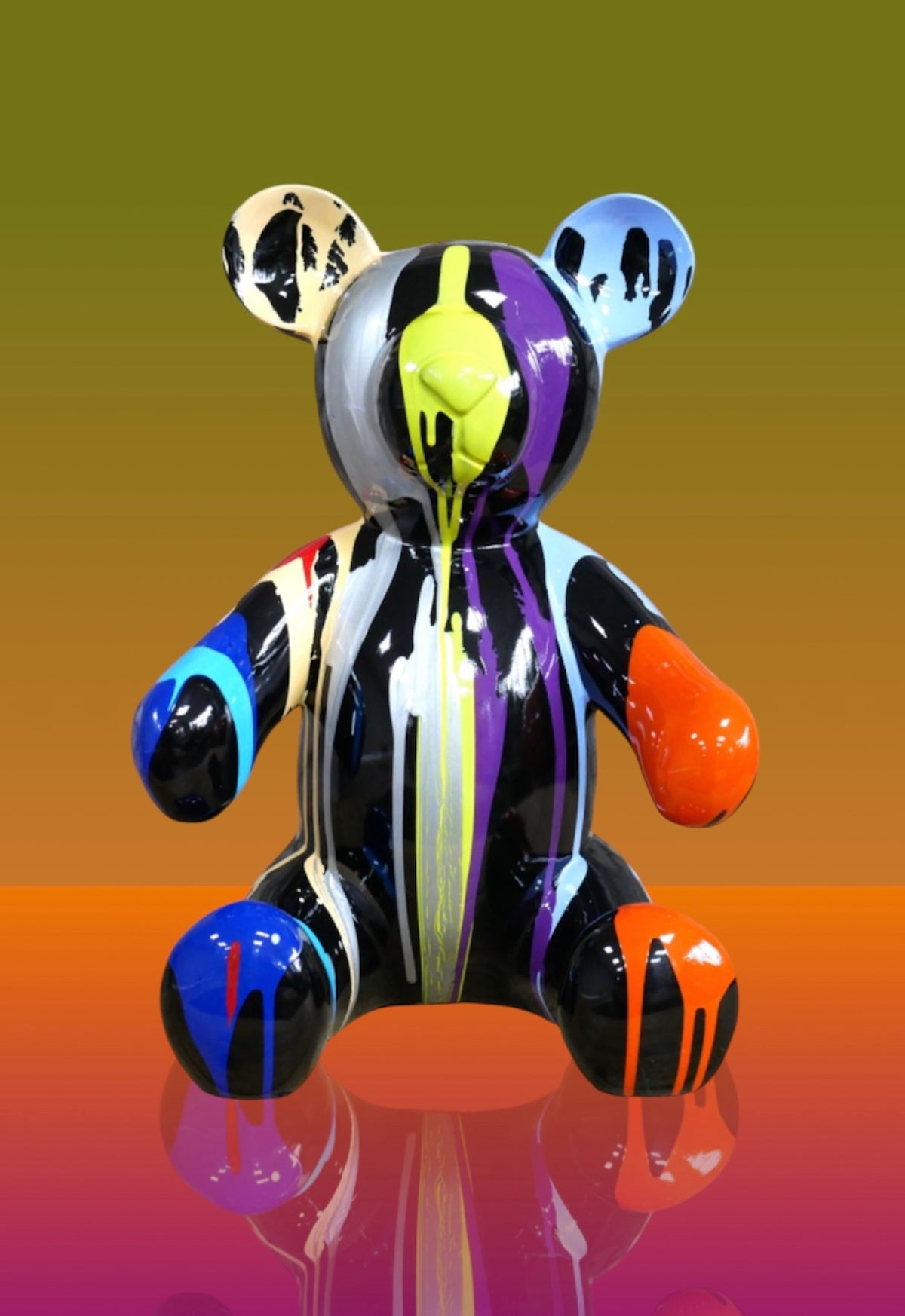Splash Painted Bear – Bold & Colourful Artistic Animal Sculpture | Sign of the times Stoke