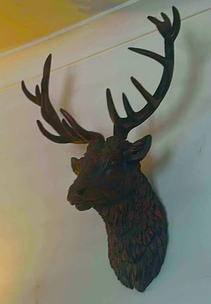 Bronze Stag Head Wall Sculpture - Elegant Resin Decor | Sign of the times Stoke