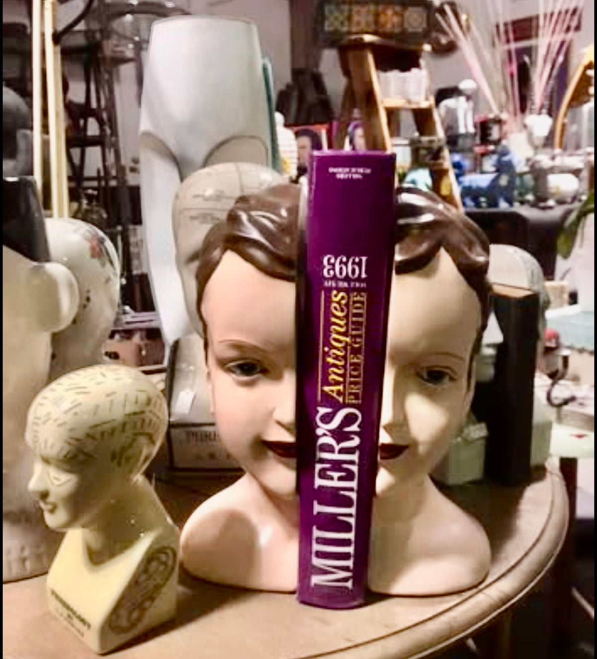 Antiqued Split Art Deco Head Bookends - Quirky Resin Decor | Sign of the times Stoke