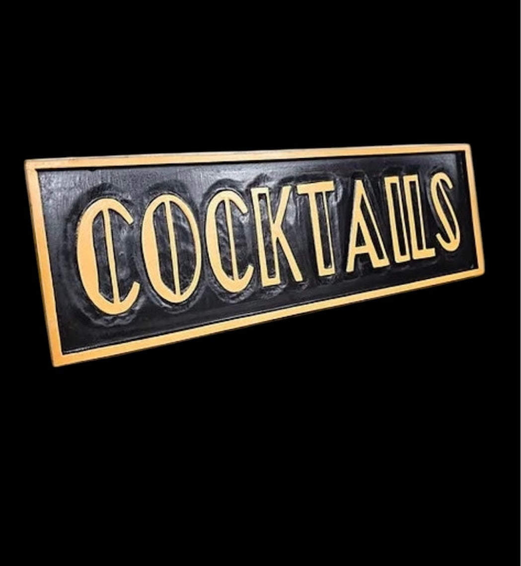 Elegant "Cocktails" Sign | Black & Gold Bar Wall Art | Sign of the times Stoke