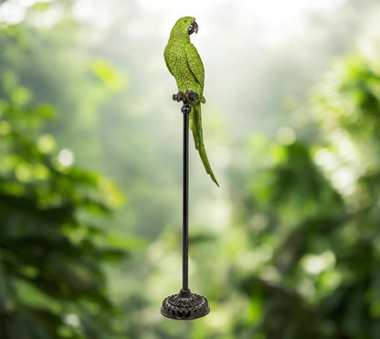 Extra Large Green Parrot on Floor-Standing Perch – Vibrant Tropical Bird Decor | Sign of the times Stoke