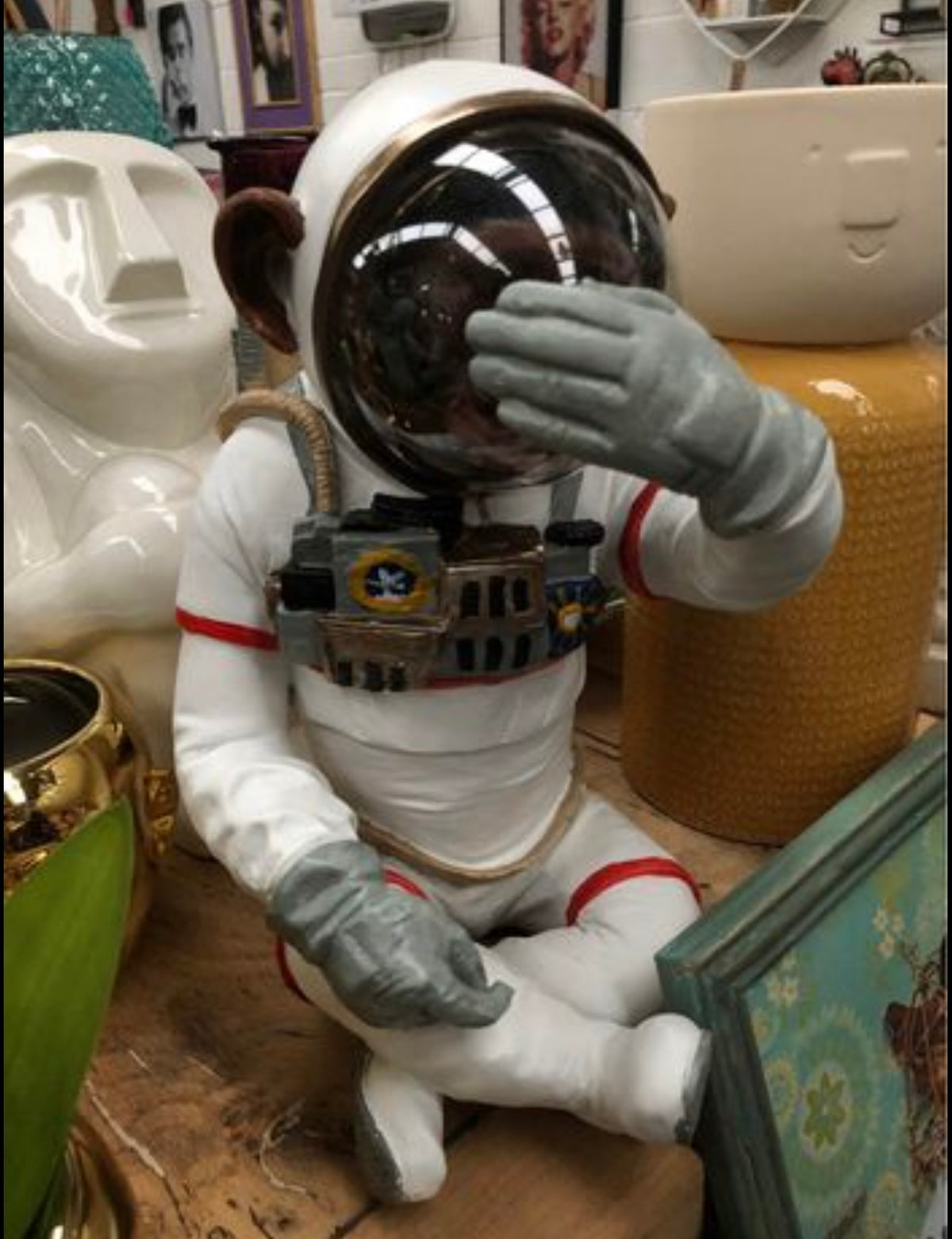 Monkey Astronaut "See No Evil" - Quirky Resin Sculpture | Sign of the times Stoke