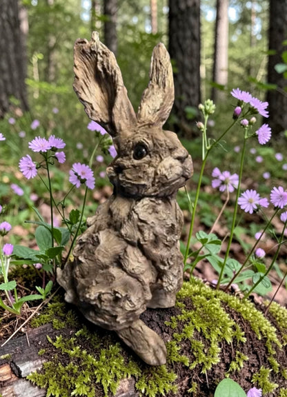 Rustic Rabbit Resin Sculpture – Wood-Look | Sign of the times Stoke