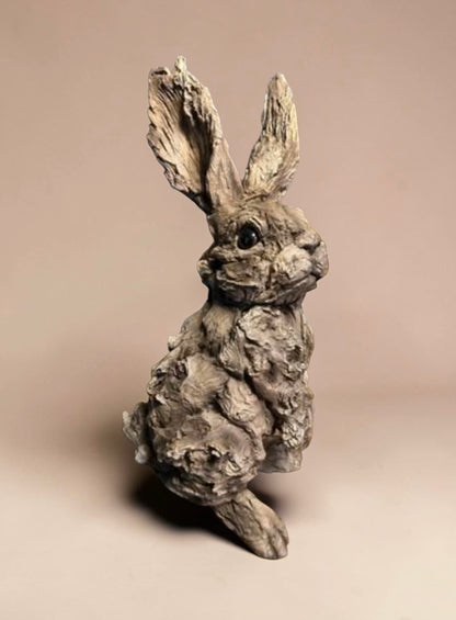 Rustic Rabbit Resin Sculpture – Wood-Look | Sign of the times Stoke