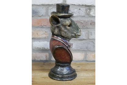Monocled Goat Bust – Elegant Resin Sculpture with Suit and Charm | Sign of the times Stoke
