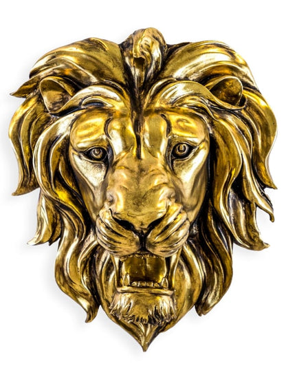 Gold Lion Wall Mount - Regal Golden Lion Head Decoration | Sign of the times Stoke
