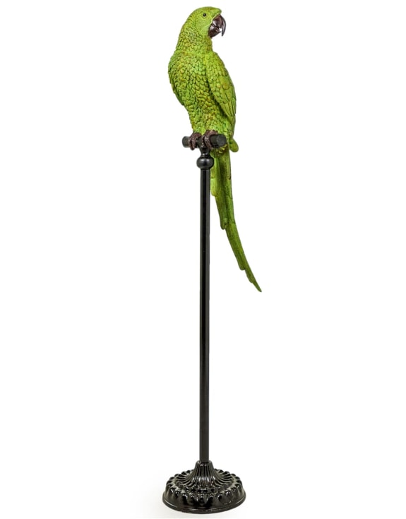 Extra Large Green Parrot on Floor-Standing Perch – Vibrant Tropical Bird Decor | Sign of the times Stoke